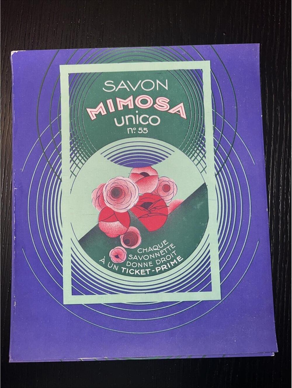 Old Vintage - Savon Mimosa Unico No. 55 - French SOAP LABEL